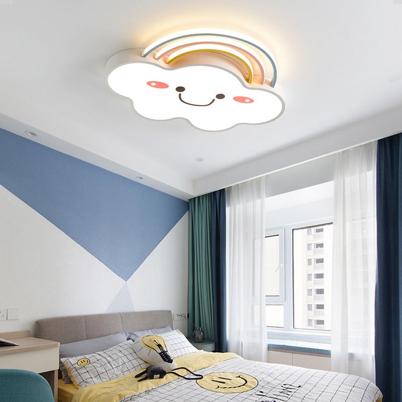 Rainbow Cloud Flush Mount Simple Acrylic Kids Bedroom LED Flush Light Fixture