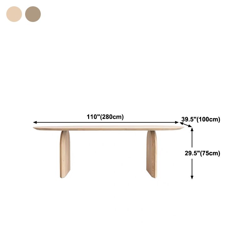 Modern Solid Wood Table for Restaurant Oval Dining Table with Double Pedestal