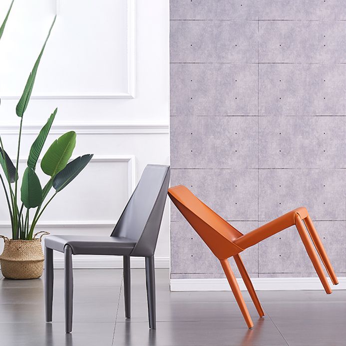 Silla de restaurante de cuero estilo diseñador, acabado mate, silla de comedor Parsons (juego de 2)