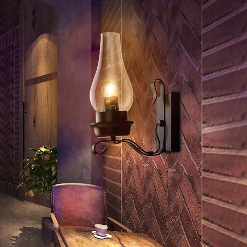 Una luz de pared de bulbo con sombra de tono de jarrón Vidry Sala de estar rústica de la sala de estar de iluminación en óxido