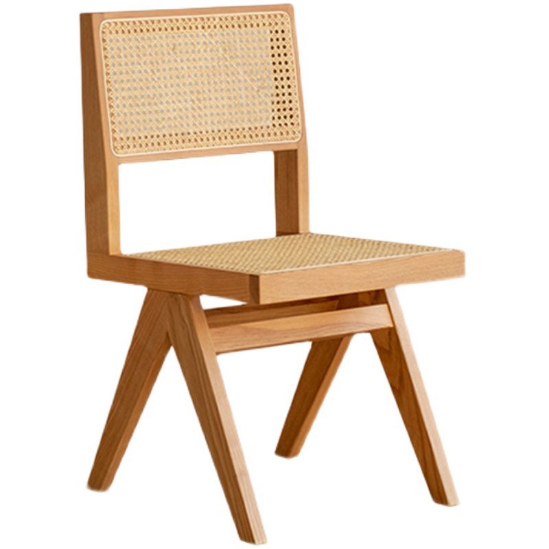 Natural Scandinavian Dining Chairs Rubber Wood Low Back Dining Side Chair
