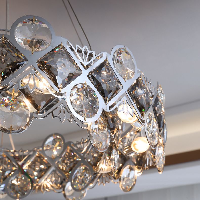 Contemporary Minimalism Chandelier Crystal Geometric Pendant Light for Dining Room