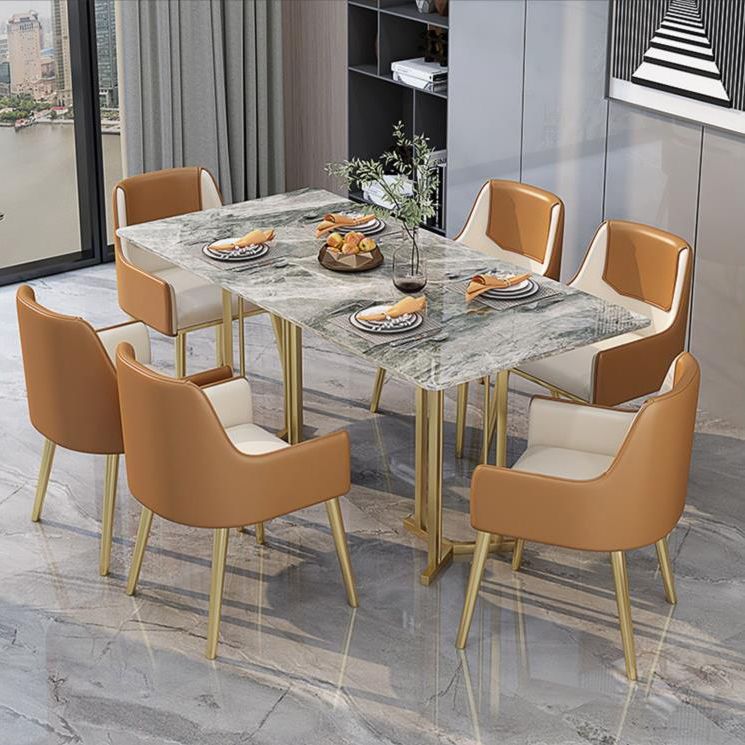 Mesa de comedor de doble pedestal de muebles de piedra de lujo tradicional