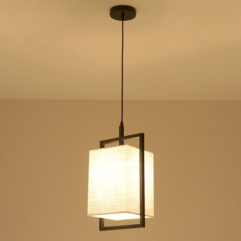 Éclair de suspension ombragée en tissu Minimaliste à 1 léger pendentif en noir et blanc pour couloir