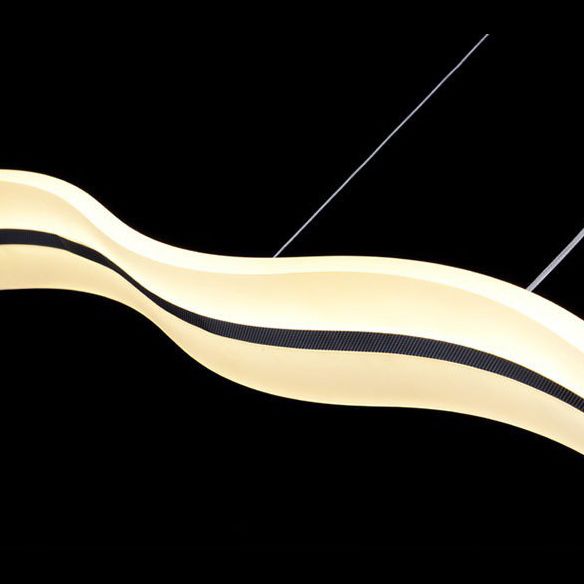 39.3" Length Wave Shaped LED Island Light Nordic Simplicity Style Long Strip Acrylic Lighting Fixture for Kitchen Bar