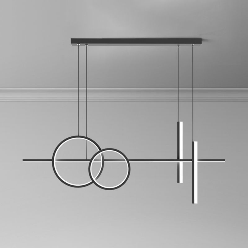 Luci dell'isola del cerchio lineare moderno illuminazione isola metallo 4 luci isola luminose in bianco e nero