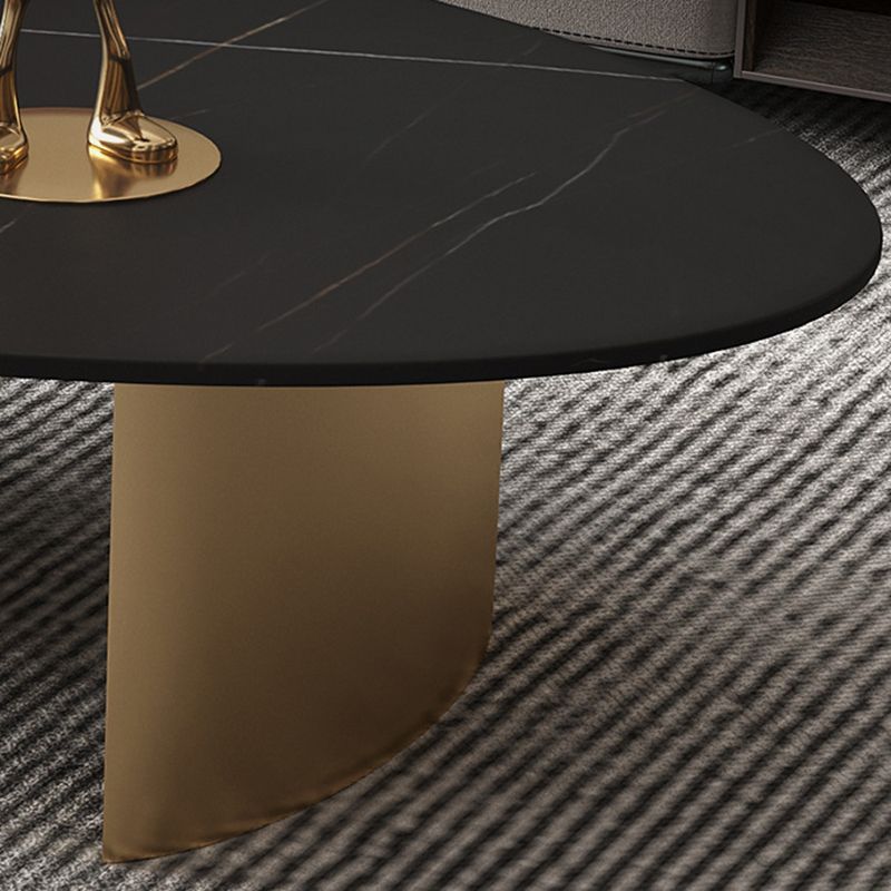 Modern Style Oval Coffee Table with Metal Steel/black/gold Base