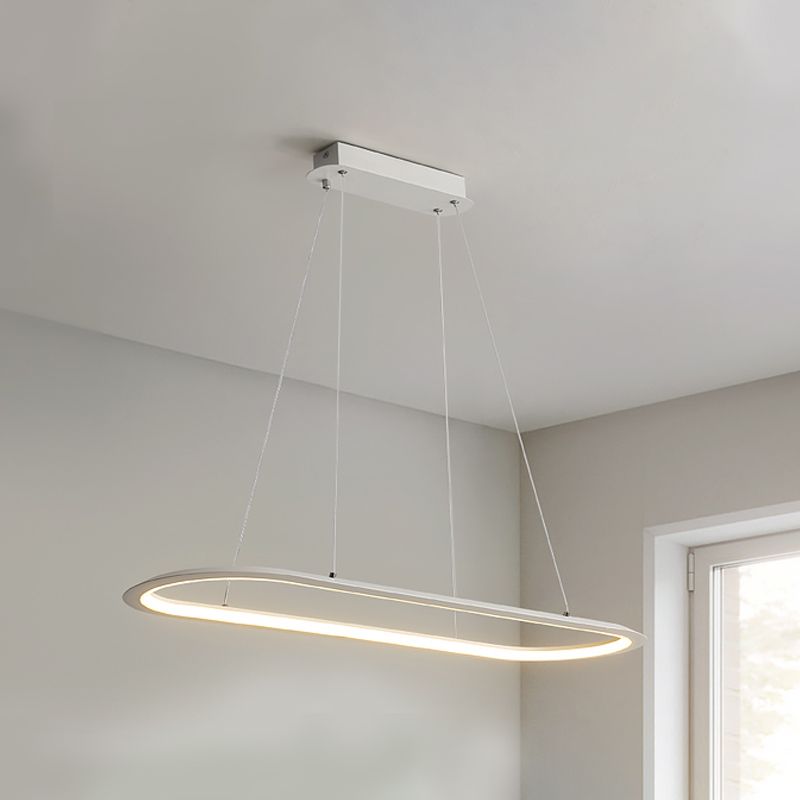 1 Light Oval Island Lights Contemporary Metal Island Lighting Ideas for Kitchen