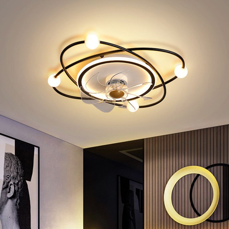 Orbit Acryl -LED -LED SEMI Mount Lighting Nordic Fernbedienung 6 Blätter Deckenventilator, 21 "breit