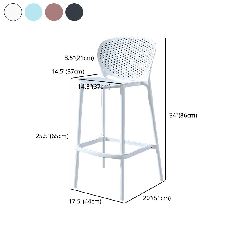 Taburetes de bar contemporáneos de plástico y metal, taburete de bar Bristol con respaldo bajo y reposapiés
