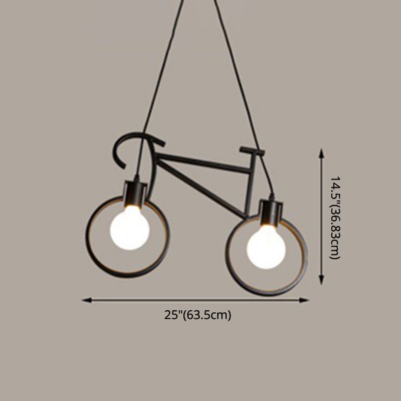 Rétros Creative Iron Bicycle Chandelier 2 Light Pending Lighting Table Light