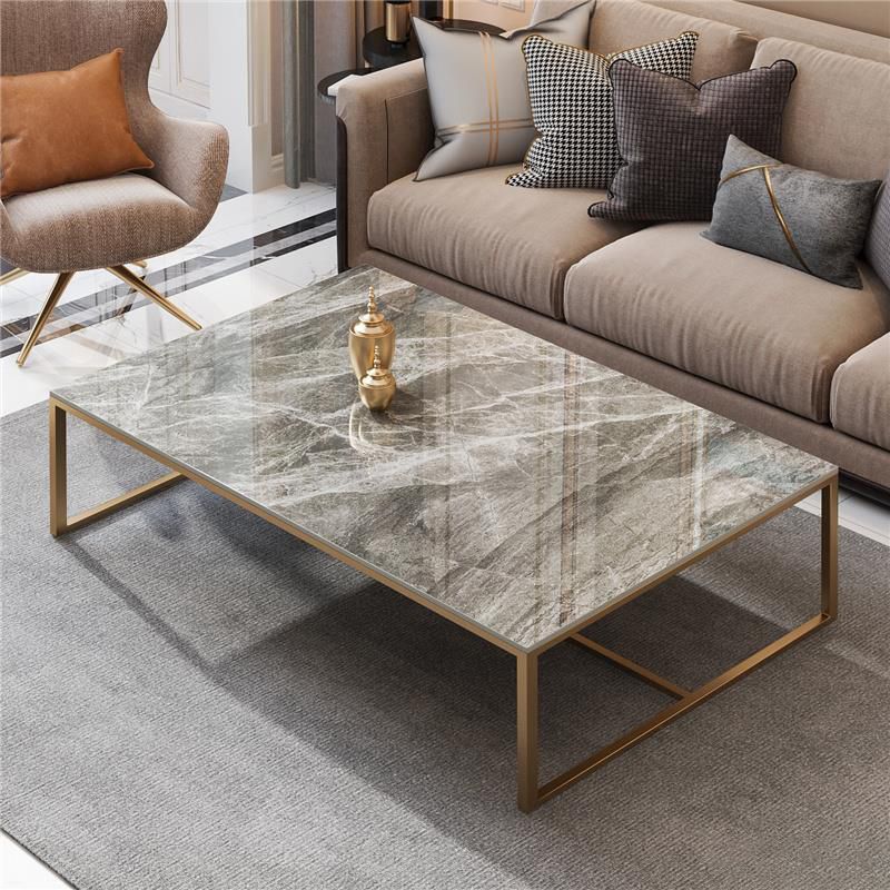 Glam Slate Coffee Table Rectangle Gold Frame Coffee or End Table