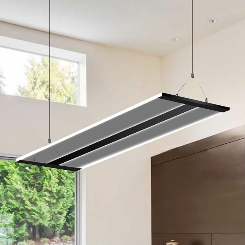 Lámpara de luz LED acrílica ultra delgada moderna lámpara de techo negro/blanco con luz cálida/blanca, 35.5 "/47" de ancho