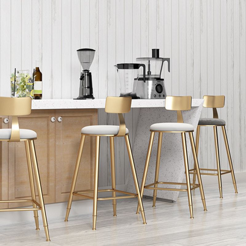 Glam Armless Backrest Counter Stool Iron Bar Stool with Cushion for Milk Tea Shop