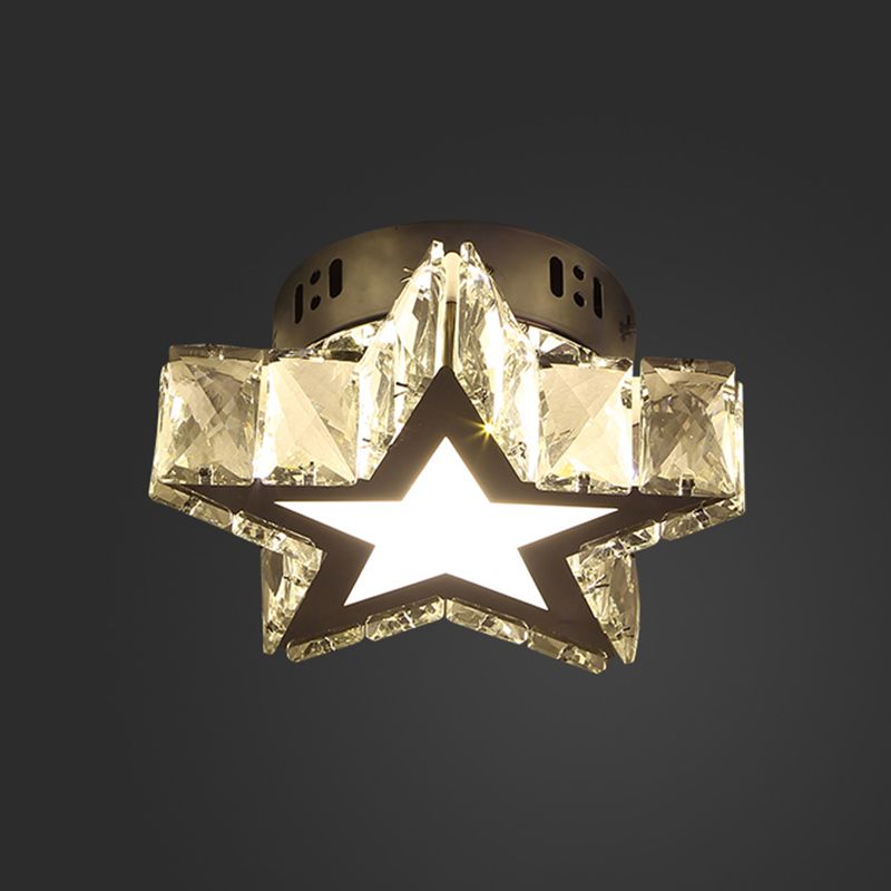 Modern Style Star Flush Mount Lighting Crystal Corridoio LED Flush Soffione Luce Fissaggio in Stainless - Acciaio
