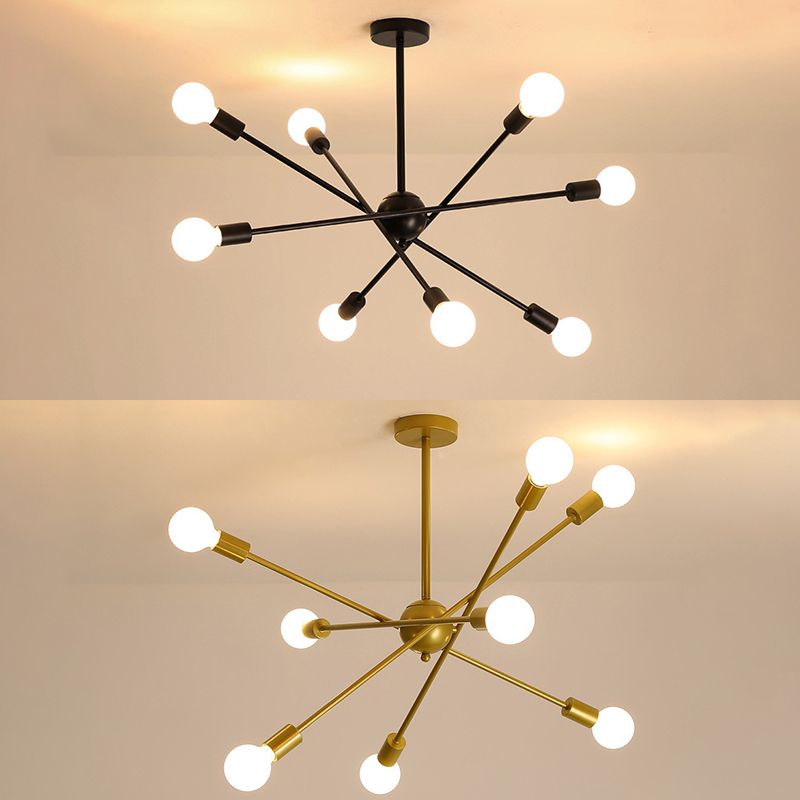 Lámparas de lámparas de hierro antiguo enchufe Starburst Chandelier para comedor