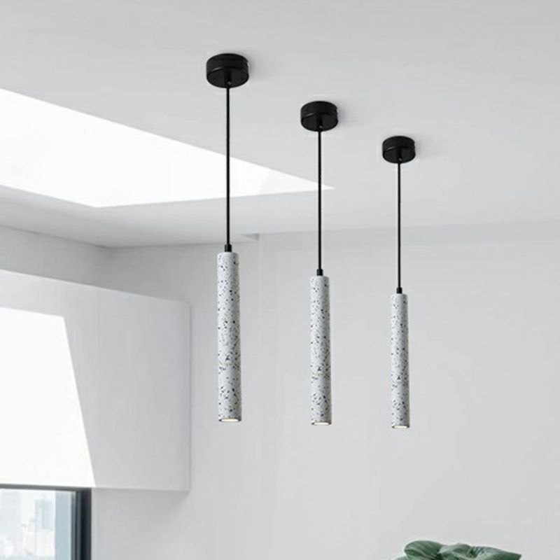 Tube LED Pendant Spotlight Minimalist Terrazzo Dining Room Hanging Ceiling Light
