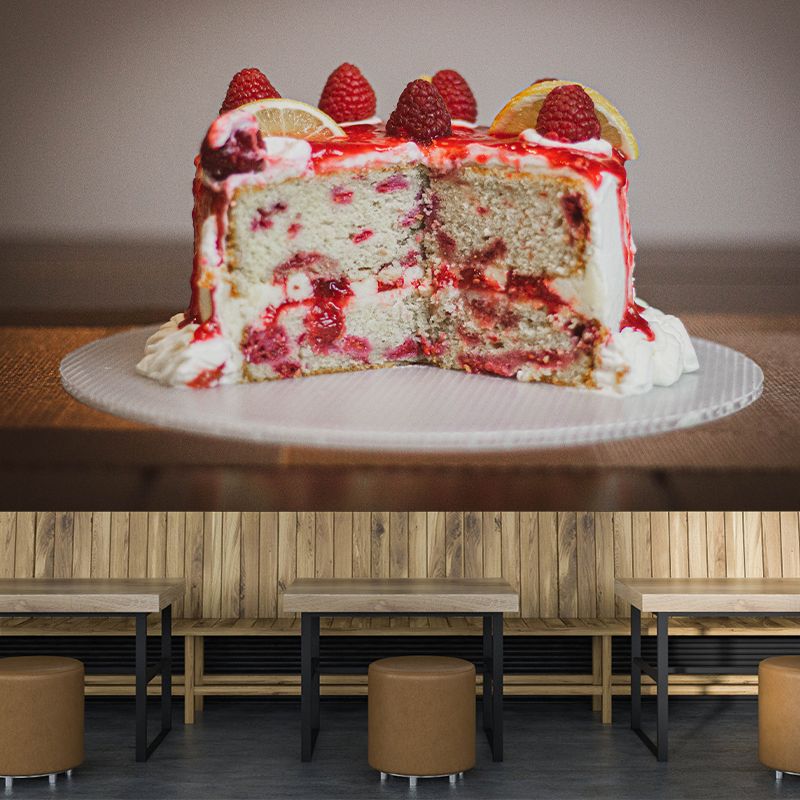 Contemporary Dessert Shop Wall Covering Moisture Resistant Mural, Personalized Size