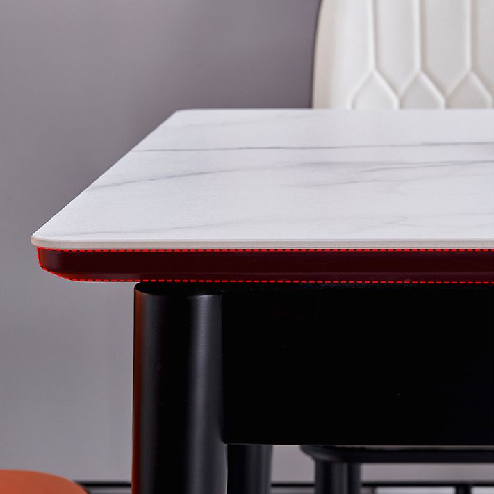 Dining Room Set Modern Style Sintered Stone Rectangular Dining Table with Trestle Base