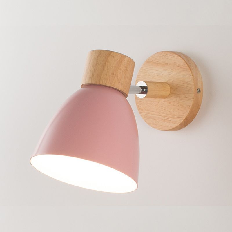Wooden Simplicity Wall Sconce Colorful Metal Wall Mounted Lamp for Sitting Room