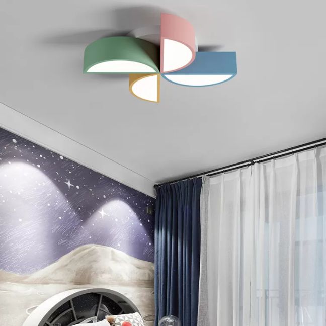 LED Bedroom Flush Mount Light Fixture Macaron Multi-Color Flush Ceiling Light with Windmill Acrylic Shade