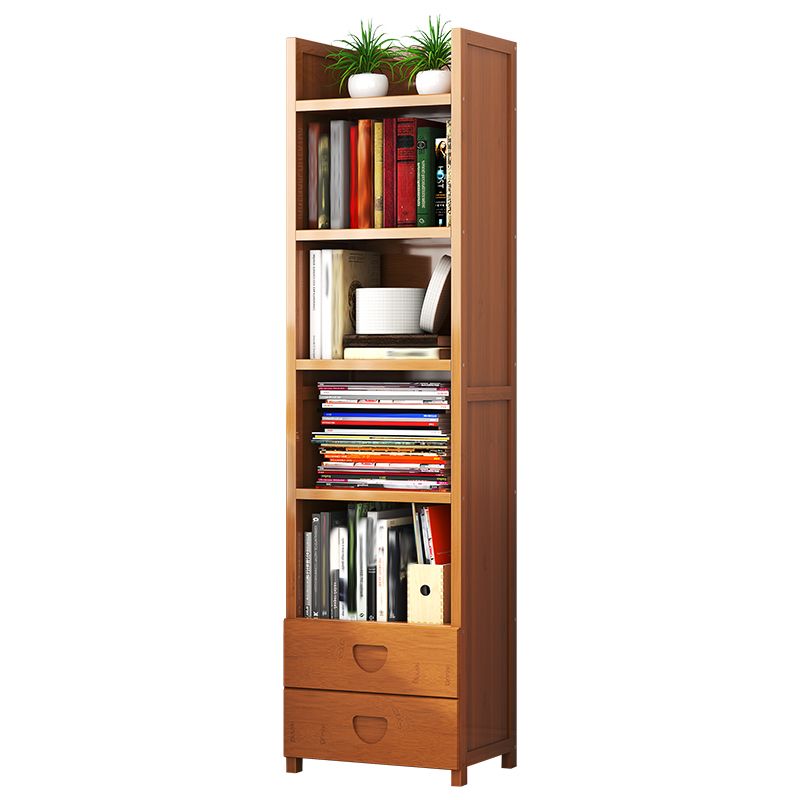 Closed Back Bamboo Bookshelf Contemporary Vertical Bookcase for Home