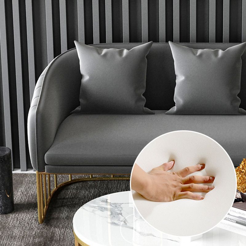 Blue/Gray Velvet Sofa Modernism Tuxedo Arm Sofa with Pillows