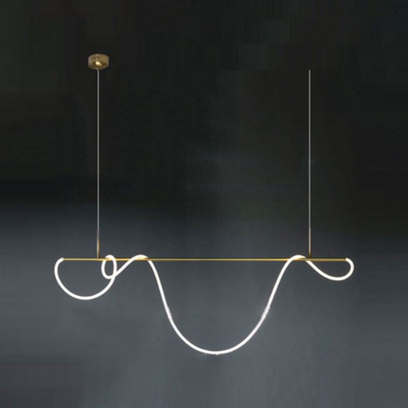 Lámpara colgante de restaurantes de 1 luz de la isla lineal moderna con sombra de gel de sílice