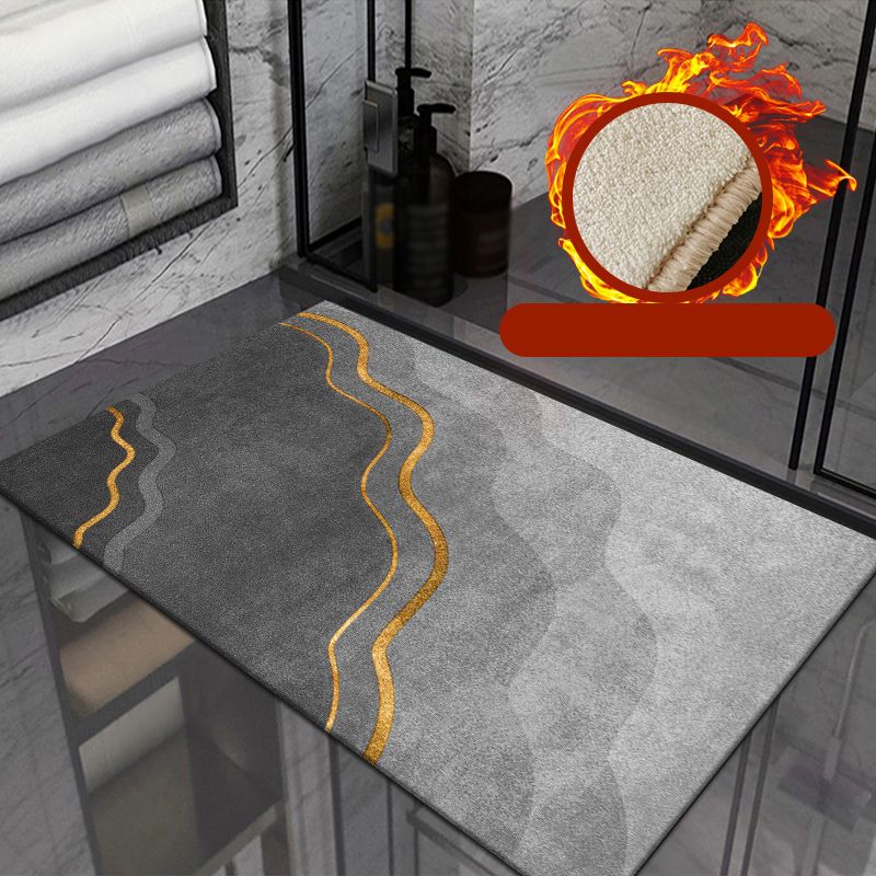 Grey Living Room Rug Modern Color-Blocked Polyester Area Carpet Stain Resistant Rug