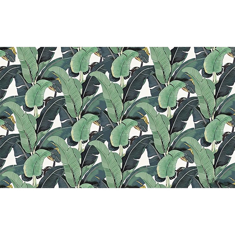 Tropical Banana Leaves Wall Mural for Thai Restaurant, Custom-Made Wall Covering in Green