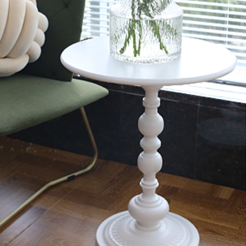 Round Metal Pedestal End Table Black/White Accent Side Table