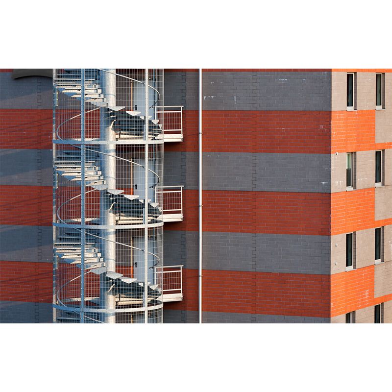 Modern Outdoor Staircase Wallpaper Mural Grey Stain Resistant Wall Art for Living Room