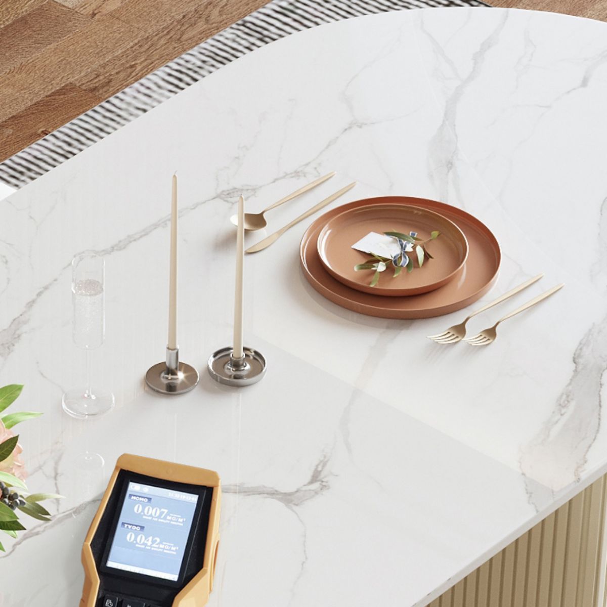 Luxury Double Pedestal Dining Table Oval Stone Top Dining Table for Dining Room
