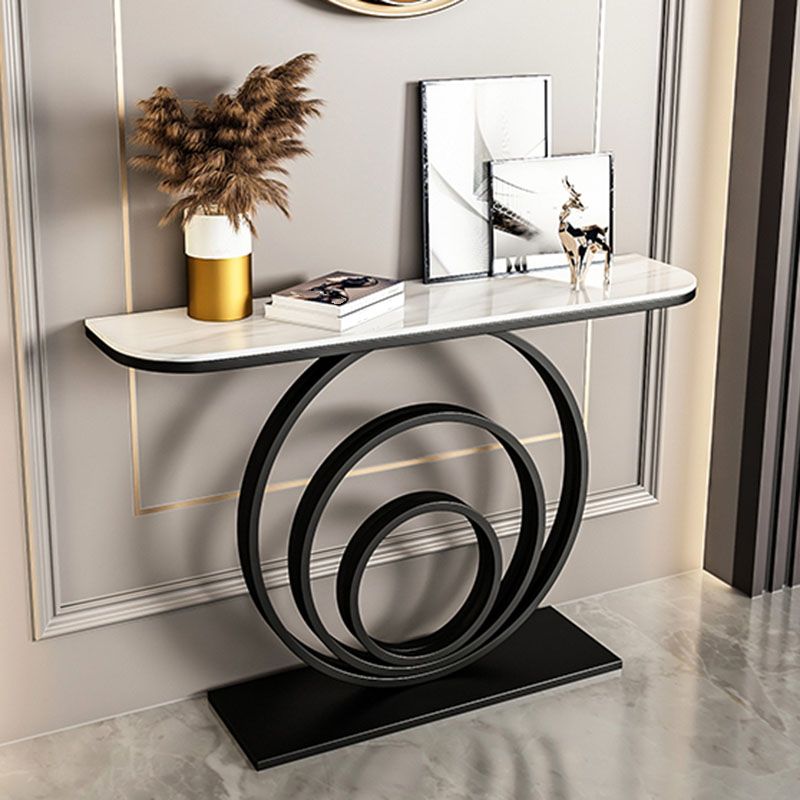 31.5-inch Tall Accent Table Stone Glam Console Table with 1 Shelf