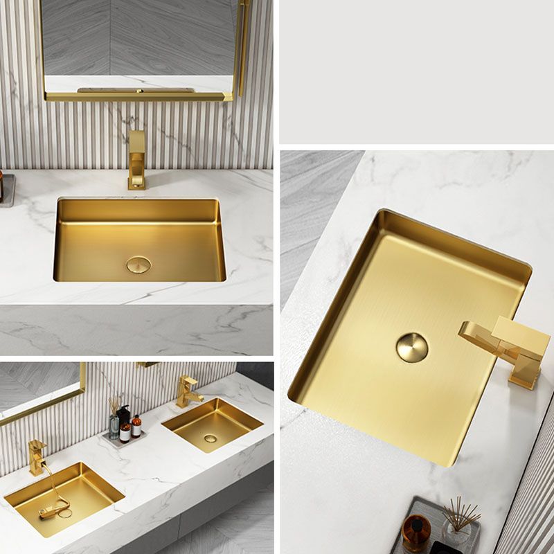 Modern Bathroom Sink Metal Rectangular Drop-in Bathroom Sink with Pop-Up Drain