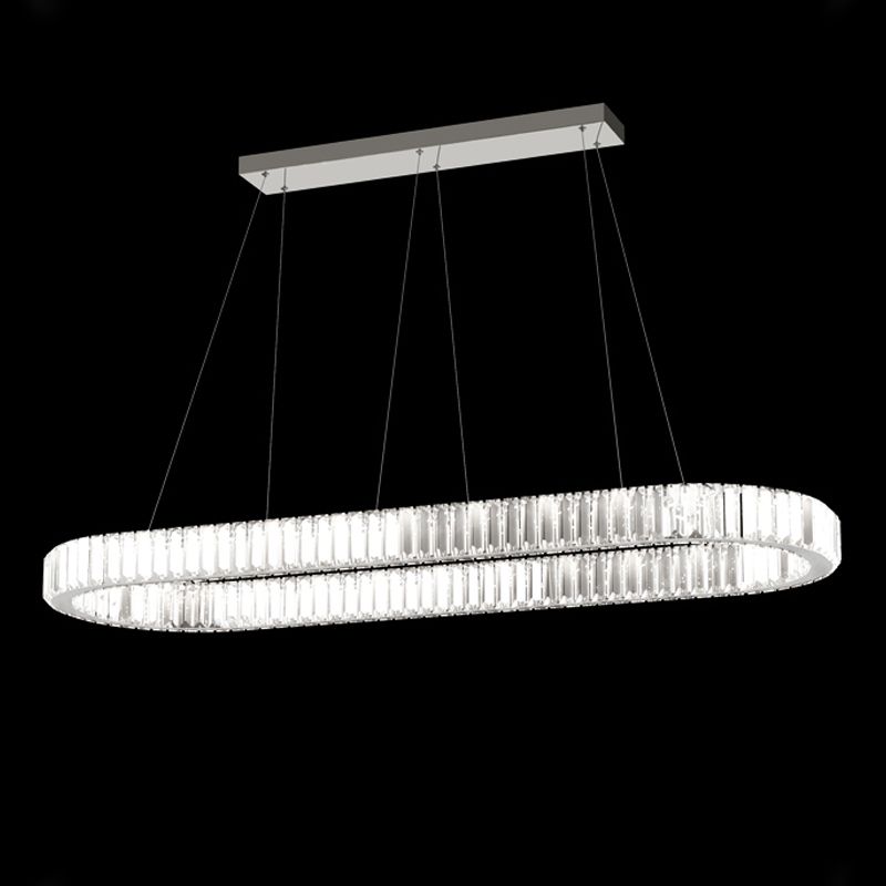 Island Contemporary Light Pendante de l'île en cristal en forme d'ovale pour la cuisine