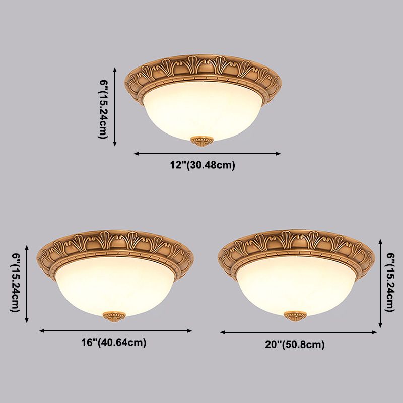 Plafonnier encastré en forme de bol, Style campagnard américain, abat-jour en verre d'intérieur