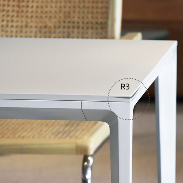 Contemporary Dining Table Sintered Stone Rectangular Table with Metallic Four-leg