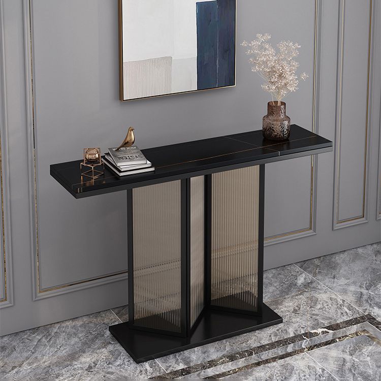 Stone Rectangle Console Table 1-Shelf 31.5" Tall Accent Table for Hall