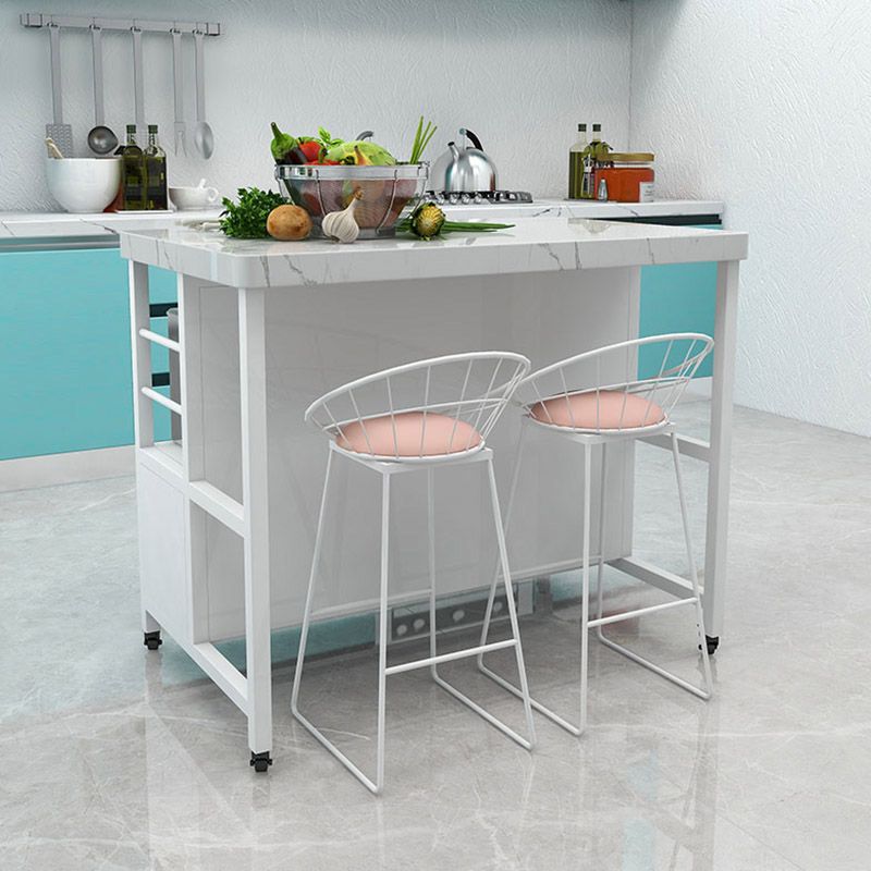 Modern Dining Room Prep Table Rectangular Kitchen Trolley with Storage Cabinet