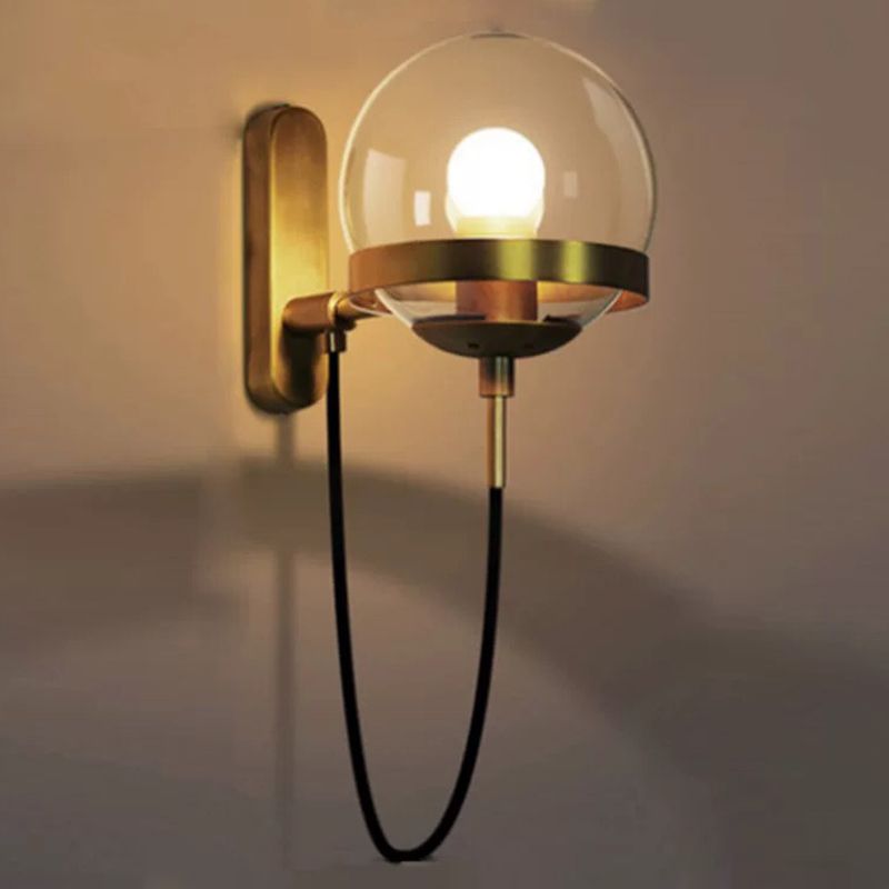 Industrial 1 - Light Wall Light Fixture Iron and Glass Wall Sconce in Black / Gold