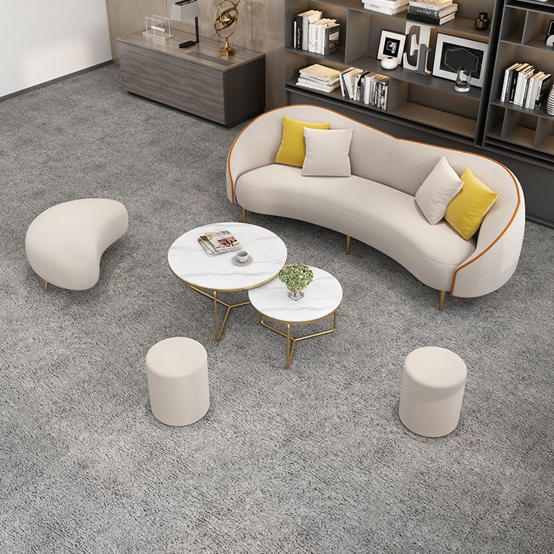 Contemporary White/Grey Sofa with Tight Back Curved Sofa for Apartment
