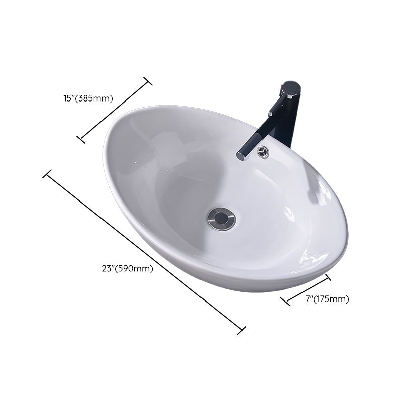 Modern Vessel Bathroom Sink Rectangular Porcelain Basin Sink (Not Include Faucet)