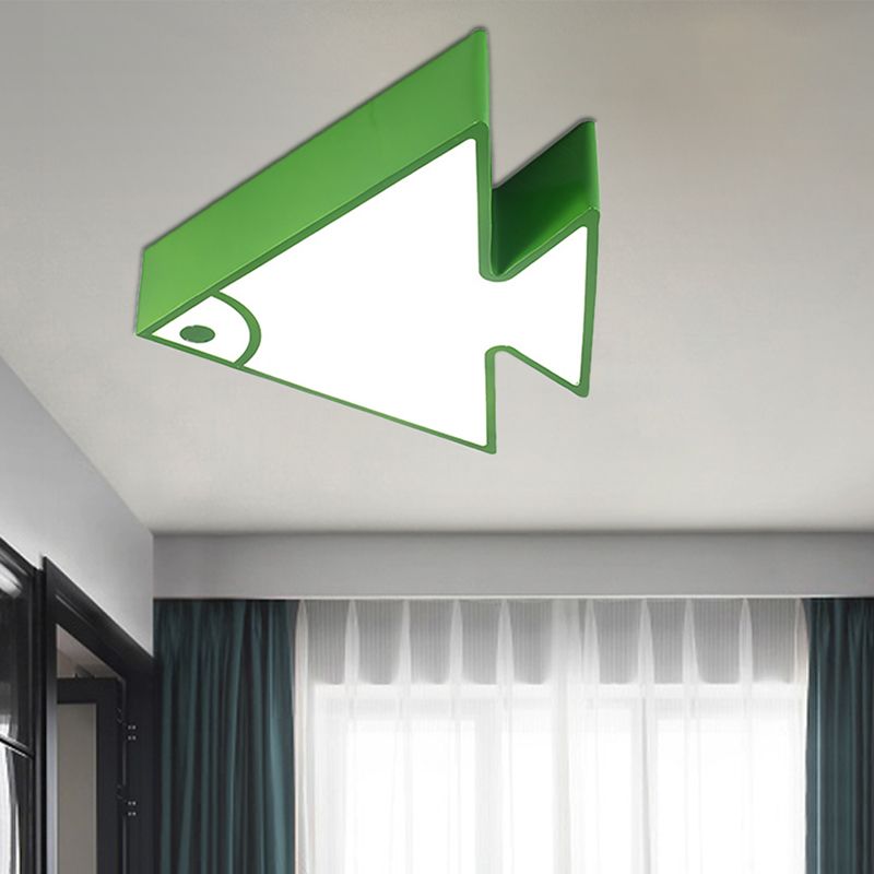 Cartoon Triangle Fish Ceiling Lamp Acrylic LED Flush Mount Light for Child Bedroom Living Room