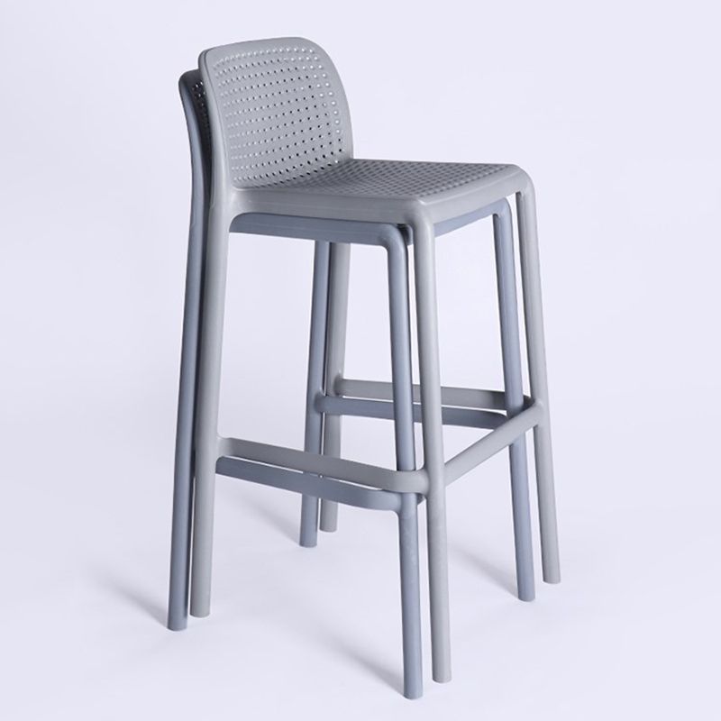 Modern Plastic Counter Stool Low Back Square Stool for Living Room
