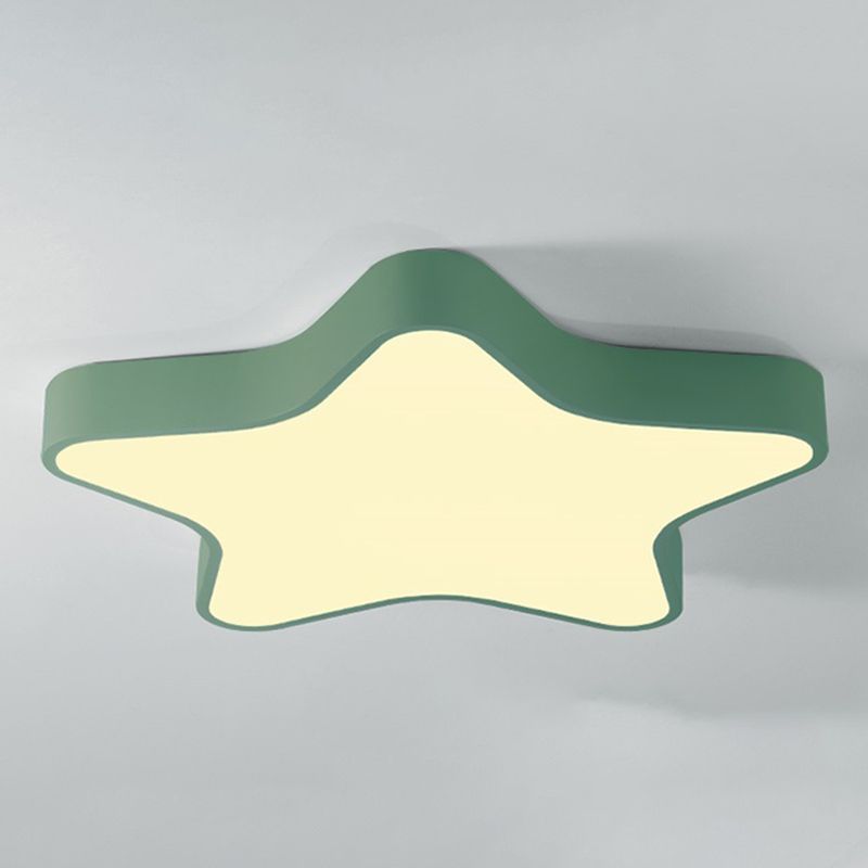 Pentagram Shape LED Ceiling Lamp Macaroon Modern Iron 1 Light Flush Mount for Bedroom