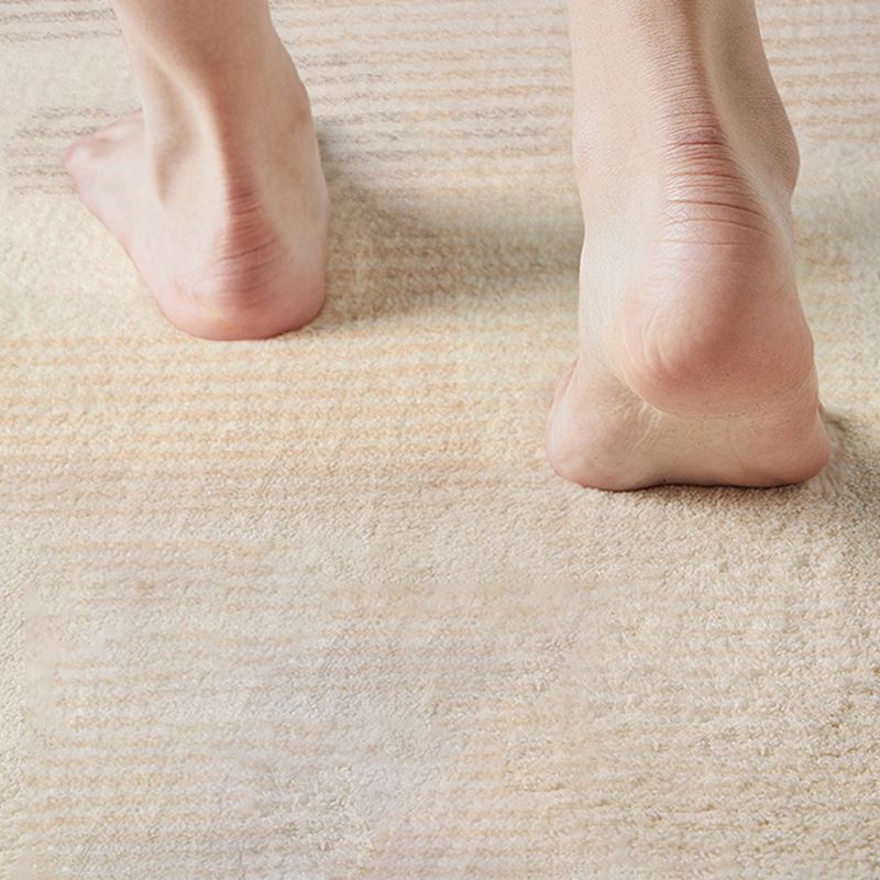 Beige Living Room Area Rug Geometric Pattern Modern Area Carpet Polyester Non-Slip Backing Rug