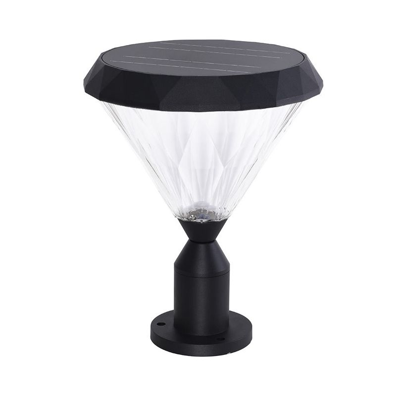 Conical Shade Courtyard Pier Mount Light Retro Acrylic 1 Bulb Black Post Lighting