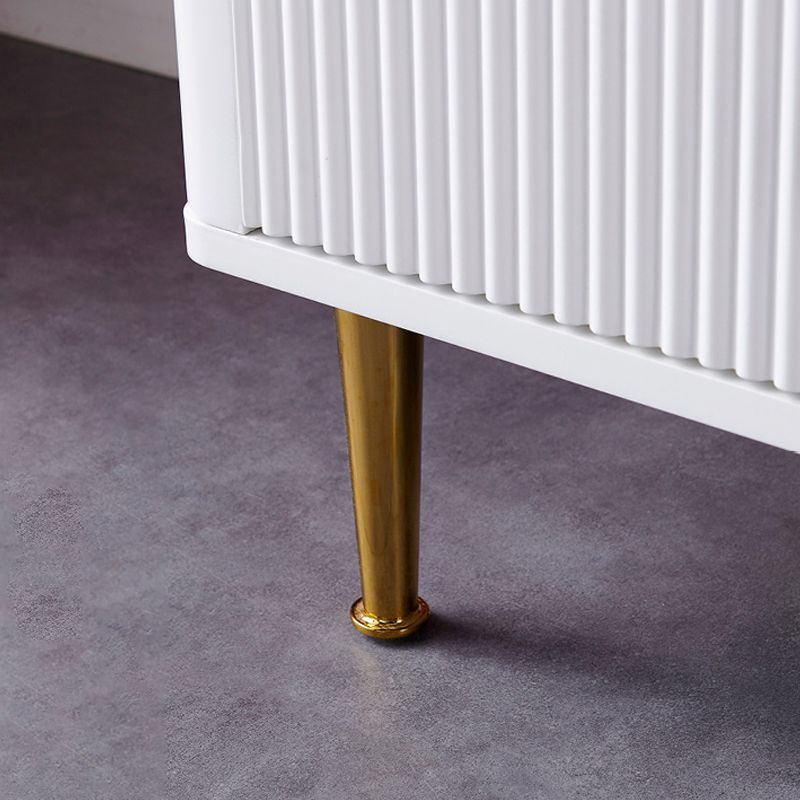 Contemporary Glam Chest Vertical White Storage Chest with Metal Feet