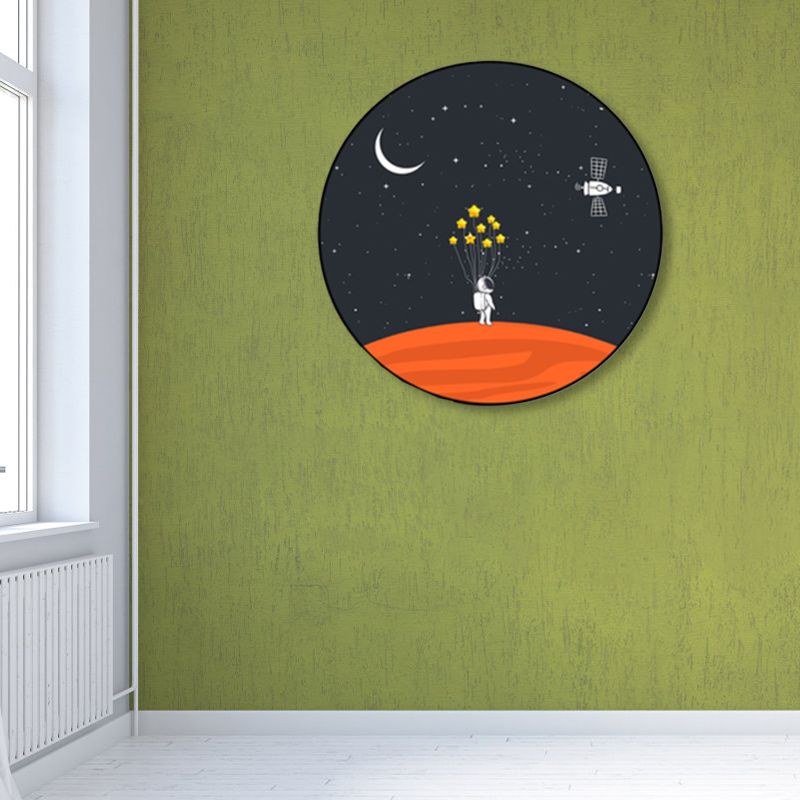 Astronaut and Moon Wall Art Decor Living Room Universe Canvas Print in Pastel Color